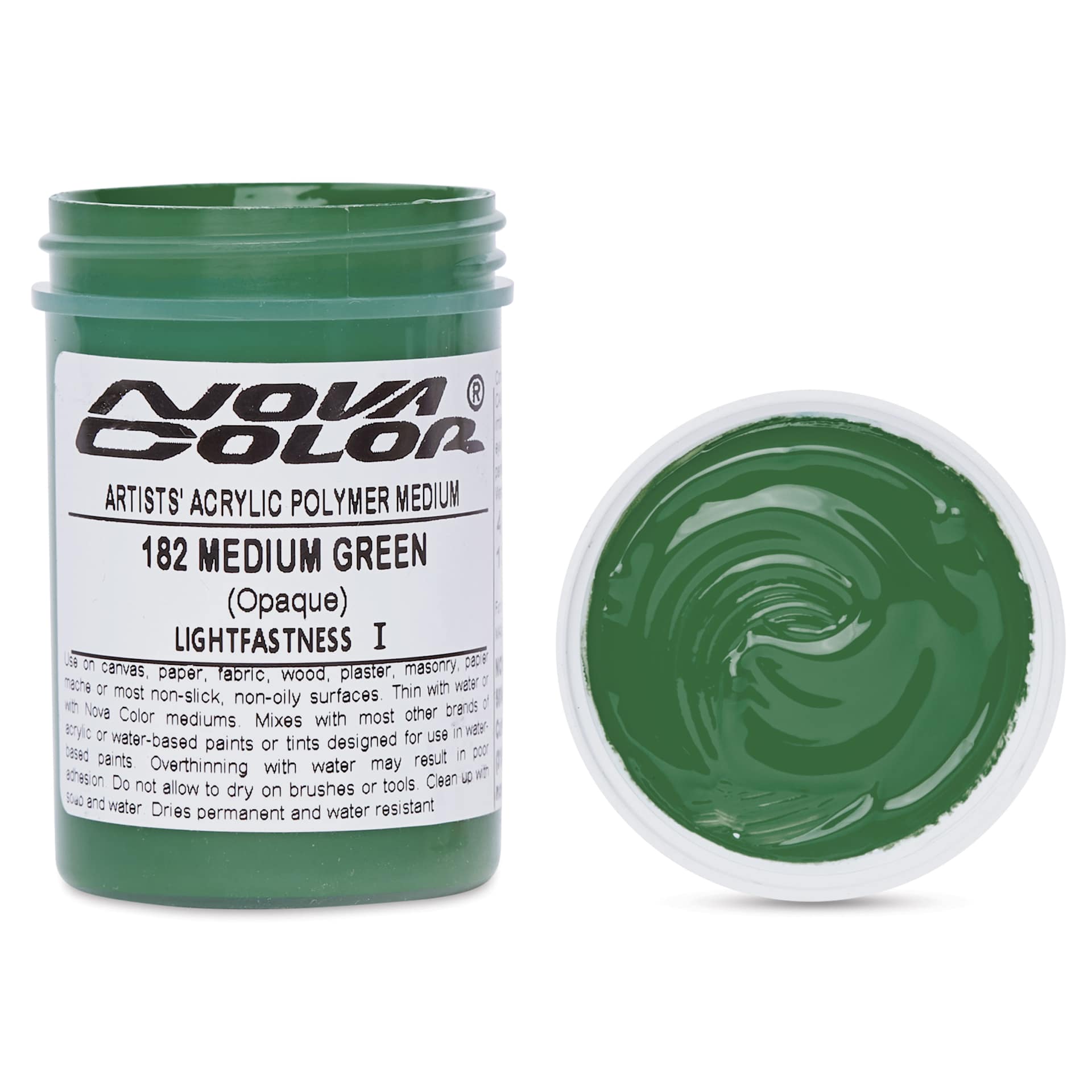 Nova Color Artists’ Acrylic Polymer Paint - Medium Green, 118 ml Jar