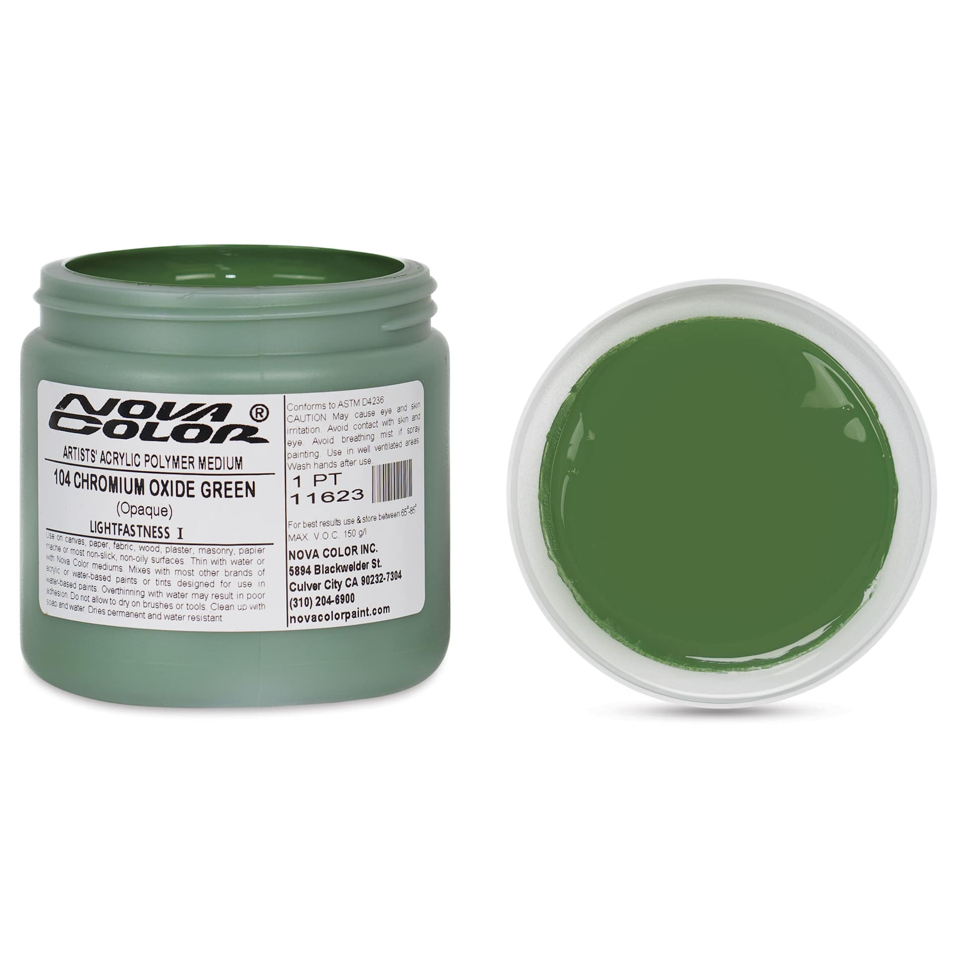Nova Color Artists’ Acrylic Polymer Paint - Chromium Oxide Green, 473 ml Jar
