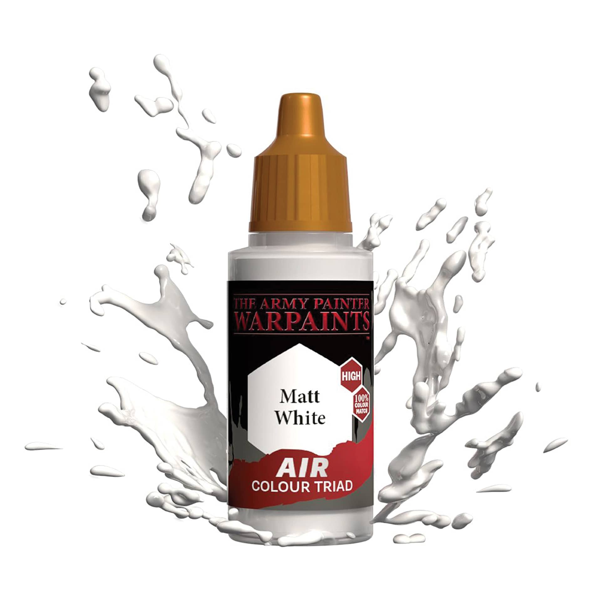 The Army Painter Warpaints Air Paint - Matte White, 18 ml bottle with splash of color