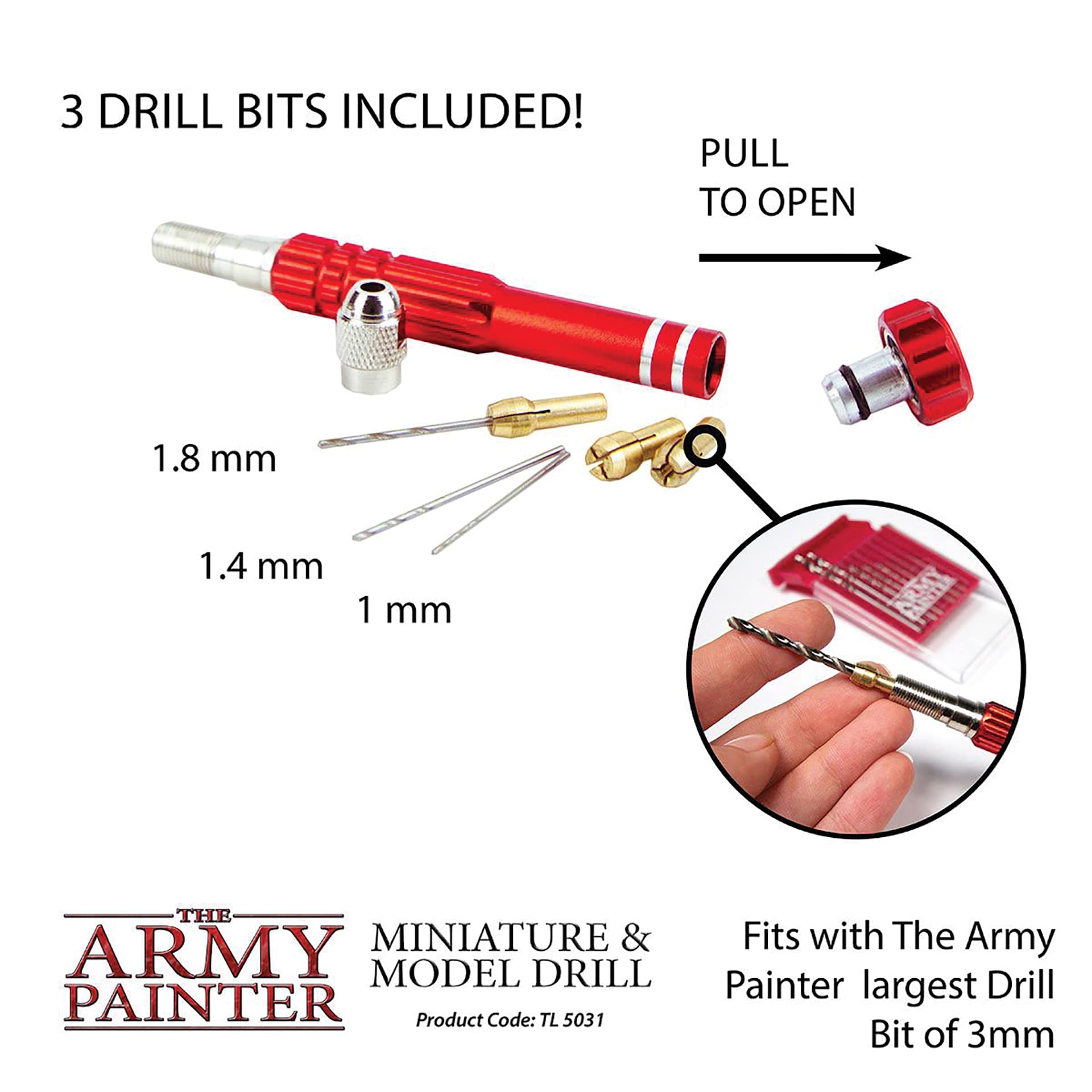 3 Drill Bits Included! Fits with The Army Painter largest Drill Bit of 3mm