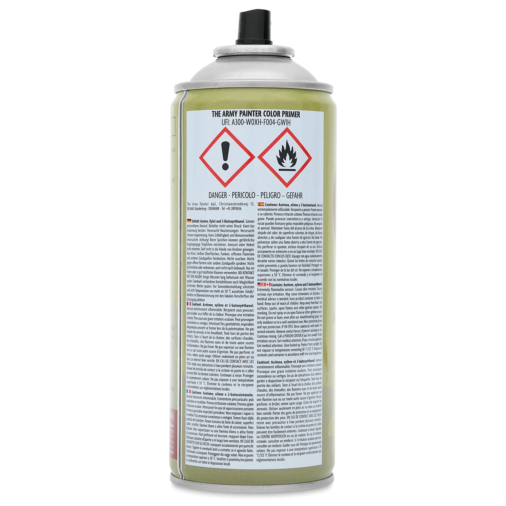 The Army Painter Color Primer - Base Matte White, 400 ml back of can