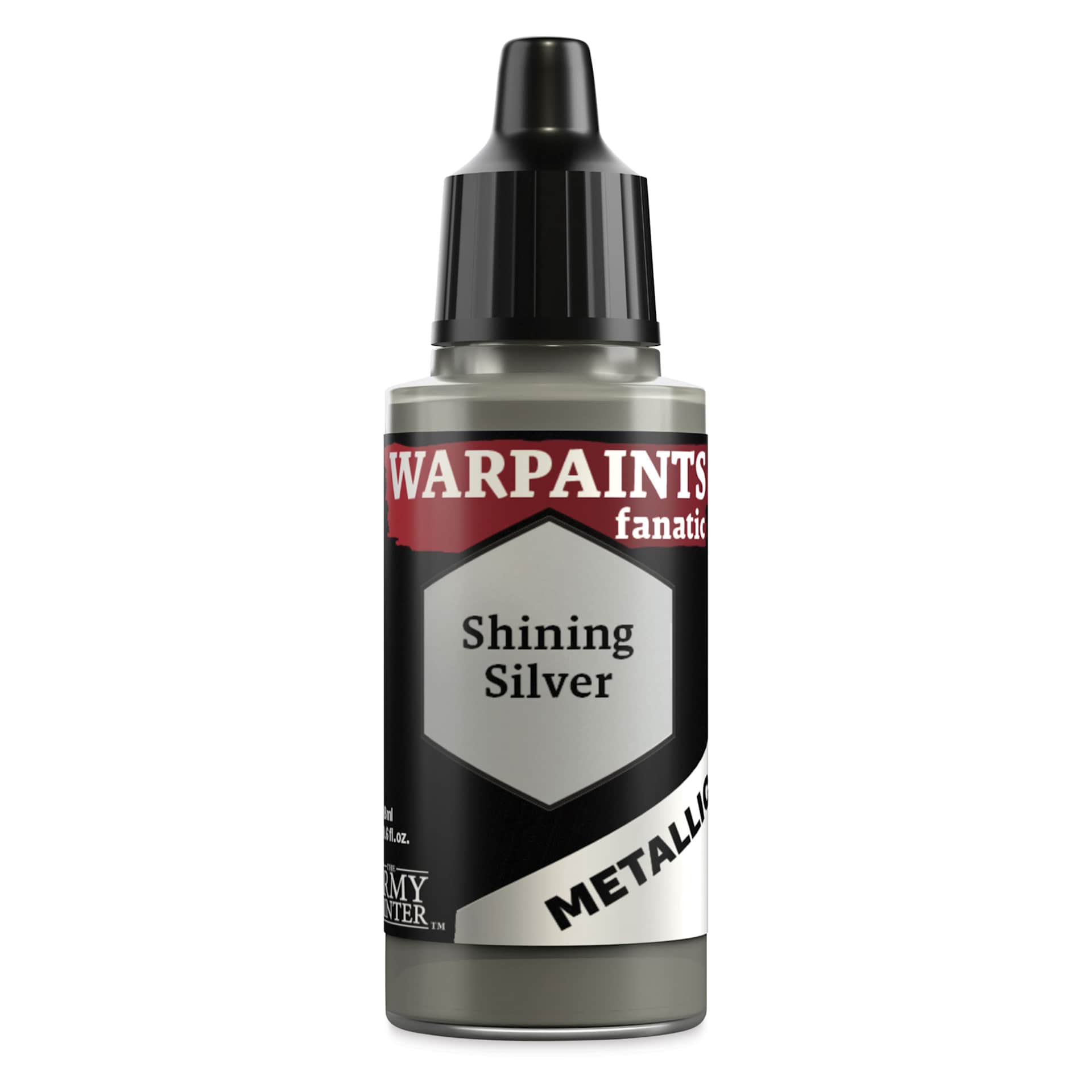 The Army Painter Warpaint Fanatics Acrylic Paint - Metallic Shining Silver, 18 ml Bottle
