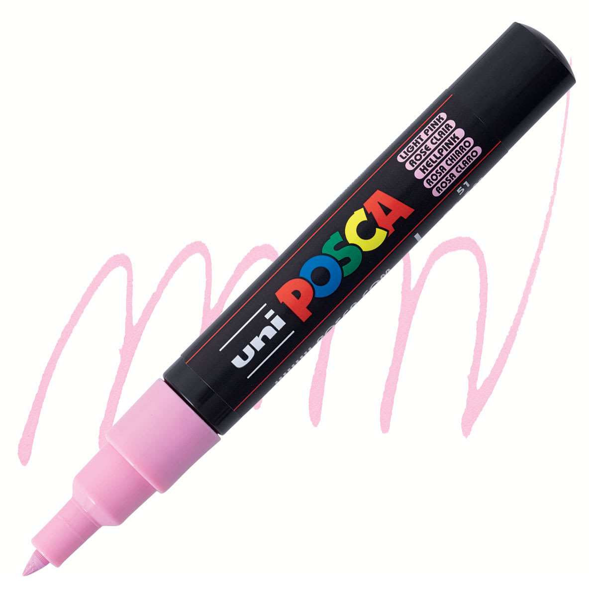 Posca Paint Marker - Light Pink, X-Fine, Bullet Tip, 0.7 mm - marker and swatch