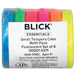 Blick Essentials Tempera Cakes - Set of 6, Small, Fluorescent Colors, packaging
