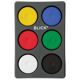 Blick Essentials Tempera Cakes - Set of 6 with Tray, Medium, Primary Colors
