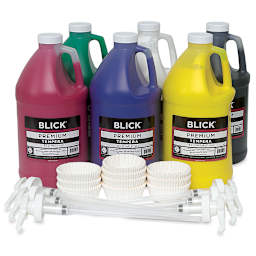 Blick Premium Grade Tempera - Set of 6, Basic Color Pump Kit, Half Gallons