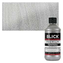Blick Premium Grade Tempera - Silver, 8 oz bottle and swatch
