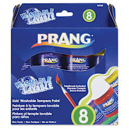 Prang Ready-To-Use Washable Tempera Paints - Assorted Colors, Set of 8 with Brush