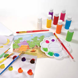 Faber-Castell Young Artist Learn to Paint Set, contents on table