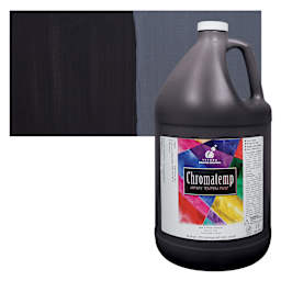 Chroma Chromatemp Artists' Tempera Paint - Black, Gallon bottle and swatch