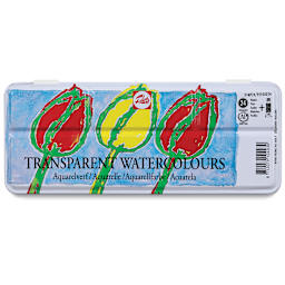 Talens Watercolor Pans - Transparent, Set of 24, Pans (Front of packaging.)