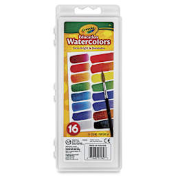 Crayola Educational Watercolor Pans - Oval, Set of 16 Assorted Colors, Pan, front of packaging
