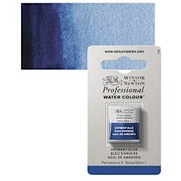 Winsor & Newton Professional Watercolor - Antwerp Blue, Half Pan and swatch