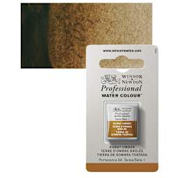 Winsor & Newton Professional Watercolor - Burnt Umber, Half Pan and swatch