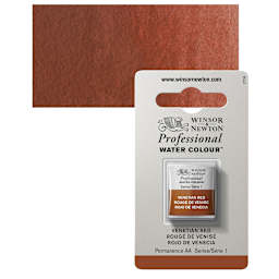 Winsor & Newton Professional Watercolor - Venetian Red, Half Pan and swatch