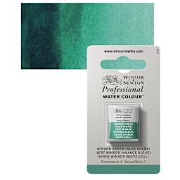 Winsor & Newton Professional Watercolor - Winsor Green (Blue Shade), Half Pan and swatch