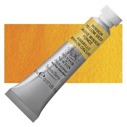 Winsor & Newton Professional Watercolor - Winsor Yellow Deep, 5 ml Tube and swatch