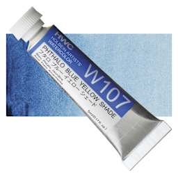 Holbein Artists' Watercolor - Phthalo Blue Yellow Shade, 5 ml tube and swatch