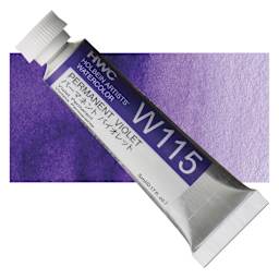 Holbein Artists' Watercolor - Permanent Violet, 5 ml tube and swatch
