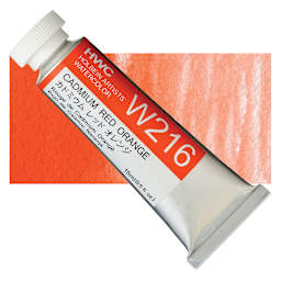 Holbein Artists' Watercolor - Cadmium Red Orange, 15 ml tube and swatch