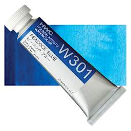 Holbein Artists' Watercolor - Peacock Blue, 15 ml tube and swatch