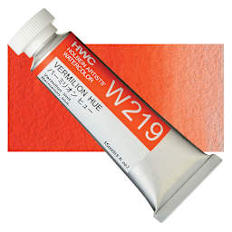 Holbein Artists' Watercolor - Vermilion Hue, 15 ml tube and swatch