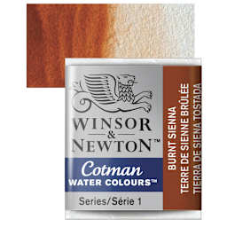 Winsor & Newton Cotman Watercolor Half Pan - Burnt Sienna and swatch