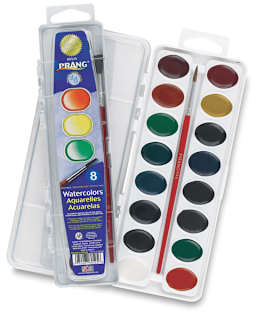 Prang Washable Watercolor Pan Set of 16, open packaging