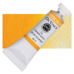 Da Vinci Artists' Permanent Watercolor - Arylide Yellow Deep, 15 ml tube and swatch