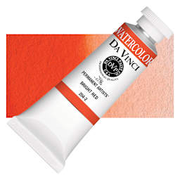 Da Vinci Artists' Permanent Watercolor - Bright Red, 37 ml tube and swatch