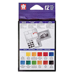 Sakura Koi Watercolor Half Pan - Set of 12 Sketch Box, Assorted Colors box back