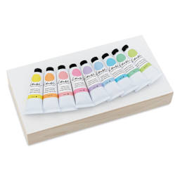 Gamblin Artist's Oil Color - Set of 9, Radiant Colors, 37 ml Tubes on top of panel