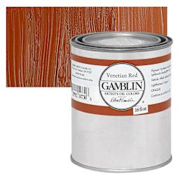 Gamblin Artist's Oil Color - Venetian Red, 16 oz Can and swatch