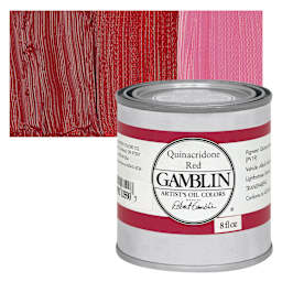 Gamblin Artist's Oil Color - Quinacridone Red, 8 oz Can and swatch