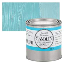 Gamblin Artist's Oil Color - Radiant Turquoise, 8 oz Can and swatch