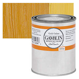 Gamblin Artist's Oil Color - Gold Ochre, 16 oz Can and swatch