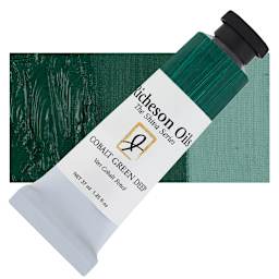 Shiva Signature Artist Oil Color - Cobalt Green Deep, 37 ml Tube and swatch