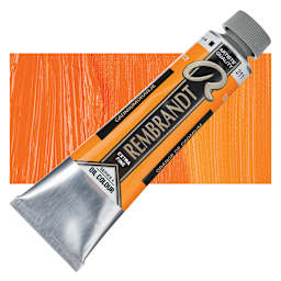 Rembrandt Artists' Oil Color - Cadmium Orange, 40 ml tube and swatch