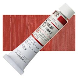 Holbein Artists' Oil Color - Cadmium Red Purple, 20 ml tube and swatch