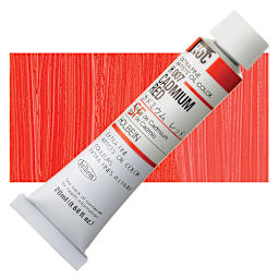 Holbein Artists' Oil Color - Cadmium Red, 20 ml tube and swatch