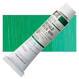 Holbein Artists' Oil Color - Emerald Green Nova, 20 ml tube and swatch