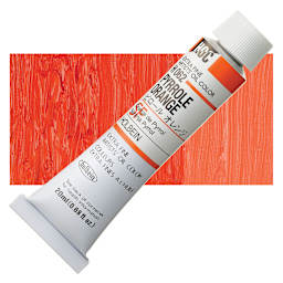 Holbein Artists' Oil Color - Pyrrole Orange, 20 ml tube and swatch
