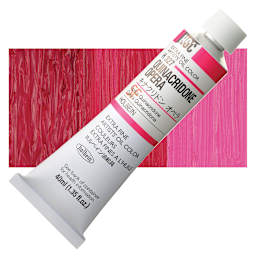 Holbein Artists' Oil Color - Quinacridone Opera, 40 ml tube and swatch