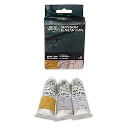 Winsor & Newton Winton Oil Colors - Set of 3, Metallic, 37 ml tubes, contents out of packaging