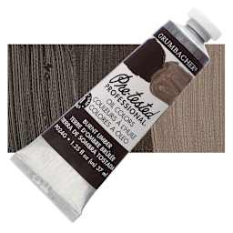 Grumbacher Pre-Tested Artists' Oil Color - Burnt Umber, 1.25 oz tube and swatch