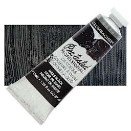 Grumbacher Pre-Tested Artists' Oil Color - Mars Black, 1.25 oz tube and swatch