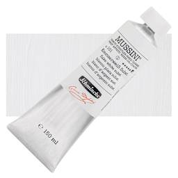 Schmincke Mussini Oil Color - Flake White Subst., 150 ml, Tube and swatch