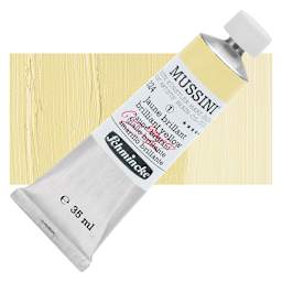 Schmincke Mussini Oil Color - Brilliant Yellow, 35 ml tube and swatch