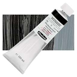 Schmincke Mussini Oil Color - Ivory Black, 150 ml tube and swatch