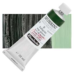 Schmincke Mussini Oil Color - Sap Green, 35 ml tube and swatch